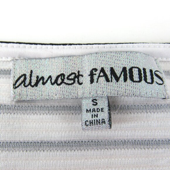 Almost Famous Junior White w/Black Stripe Bodycon Front Full Zip Dress Sz S - Picture 10 of 10